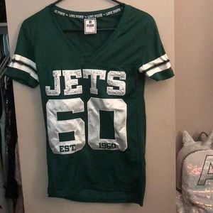 Victoria’s Secret Pink NFL Jets jersey.